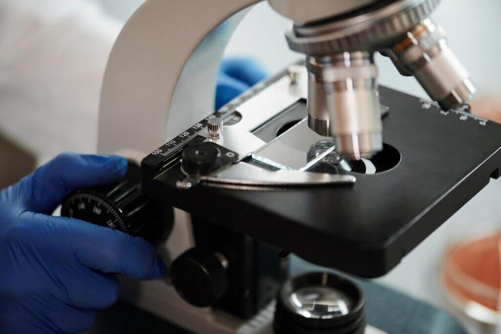 viewing the sample in microscope bradenton research center